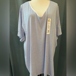 NWT Ladies’ Croft & Barrow Blue Striped The Classic Tee Size 5X
